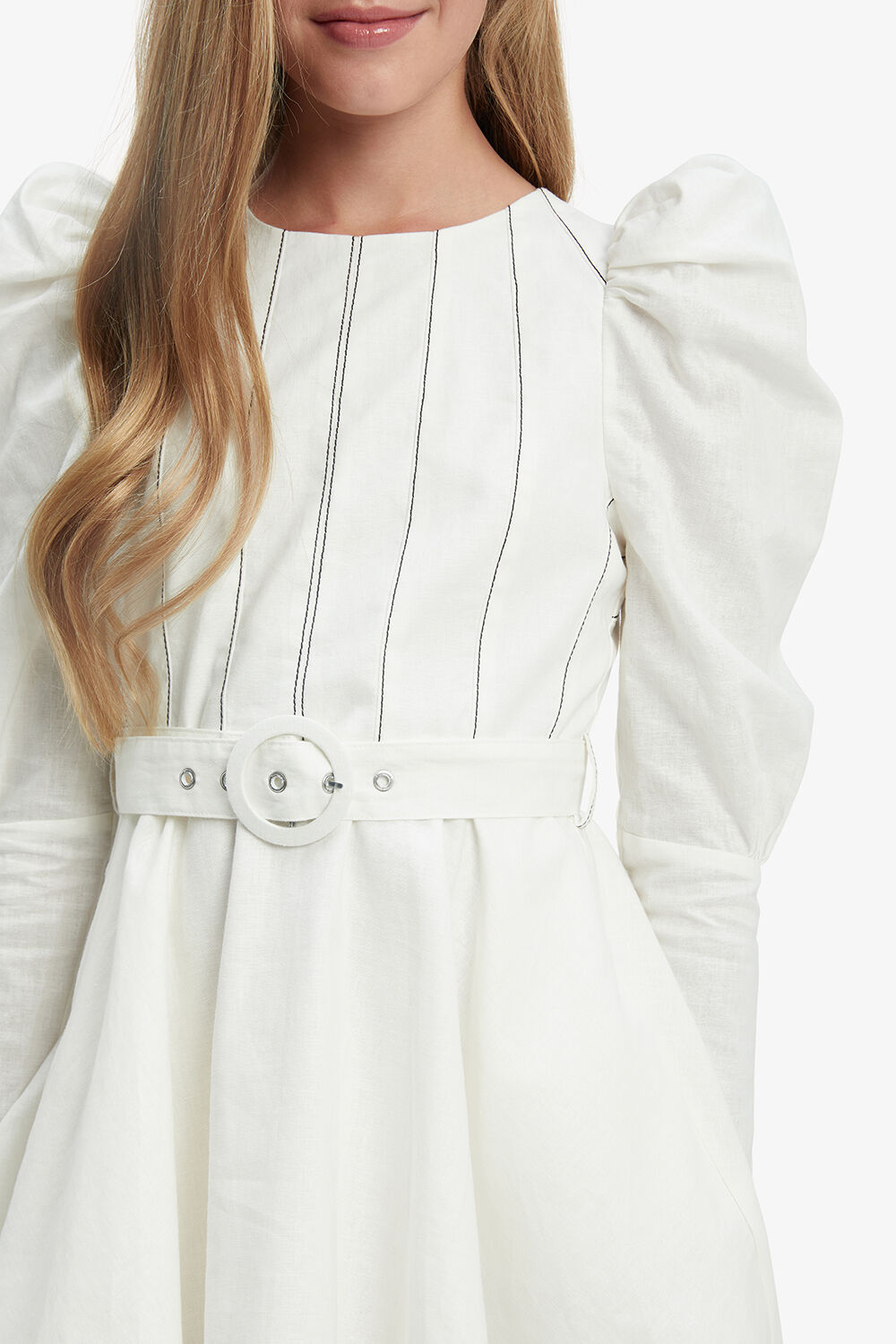 ZETA PUFF SLEEVE DRESS in colour BRIGHT WHITE